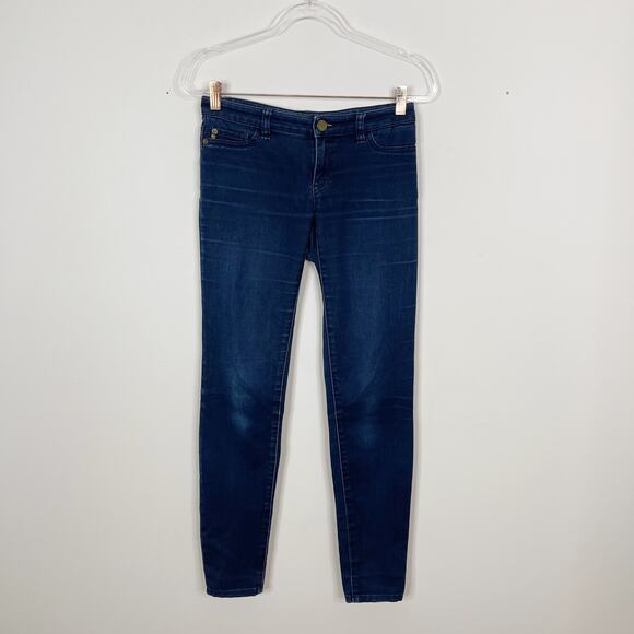 Michael Kors Cotton Stretch Skinny Jeans Womens Size 2 Blue Factory Fading - Picture 1 of 11